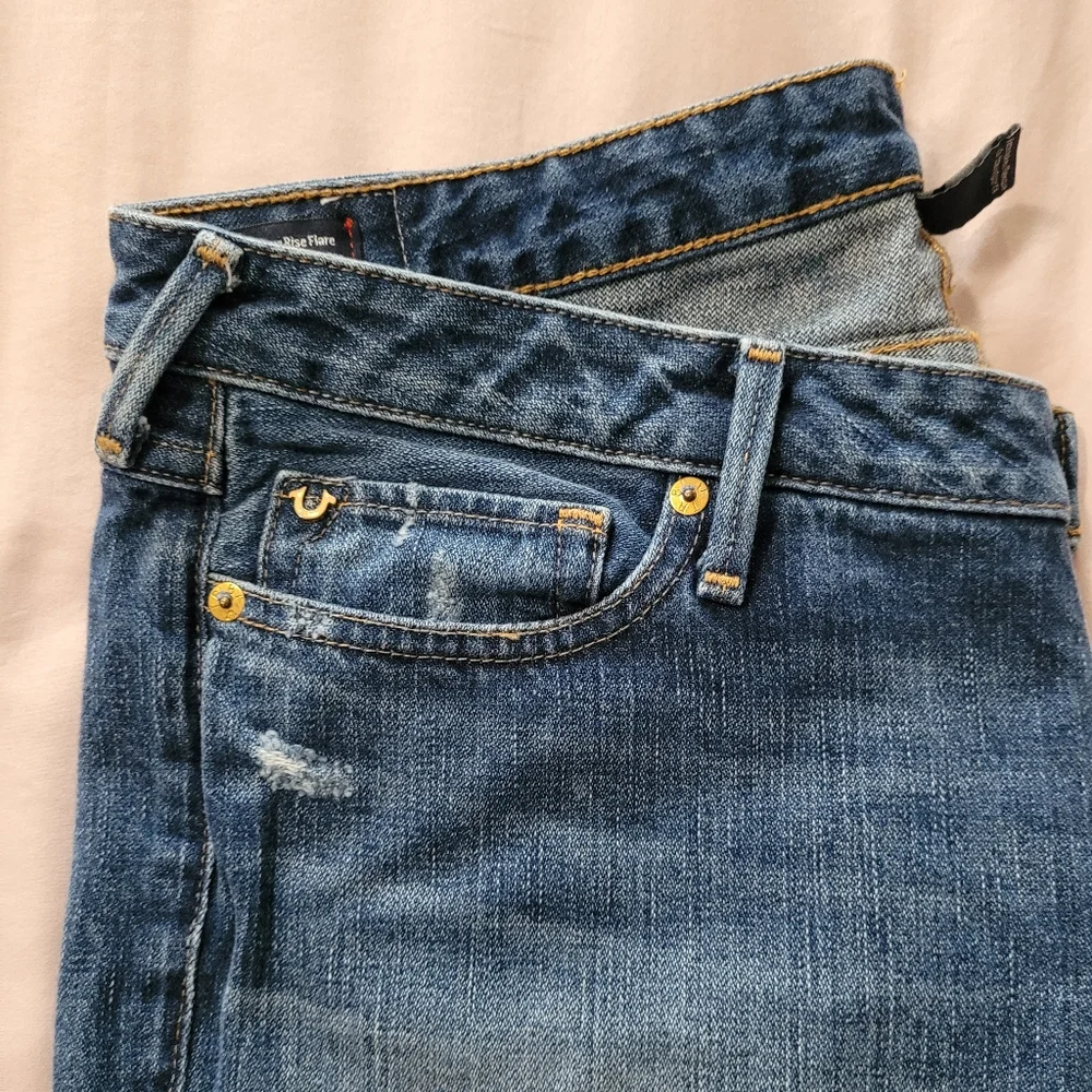 True Religion Joey Low Rise Flare Jeans with Vintage Distressing 30/30 - Picture 9 of 9